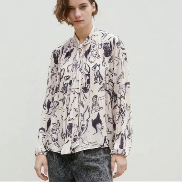 Zara Bambi Disney collection print blouse rare Small - Picture 5 of 6